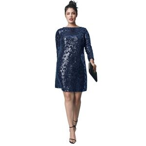Vince Camuto Blue Sequin Midi Dress